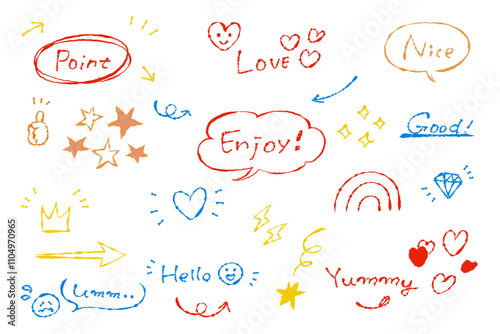 インクペン風 かわいい手描き風ふきだしセット　カラー