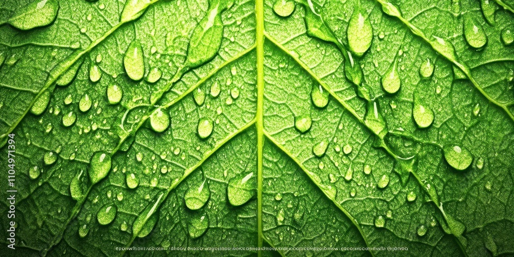 Fototapeta premium Tiny water drops Mint leaf A detailed macro shot of w