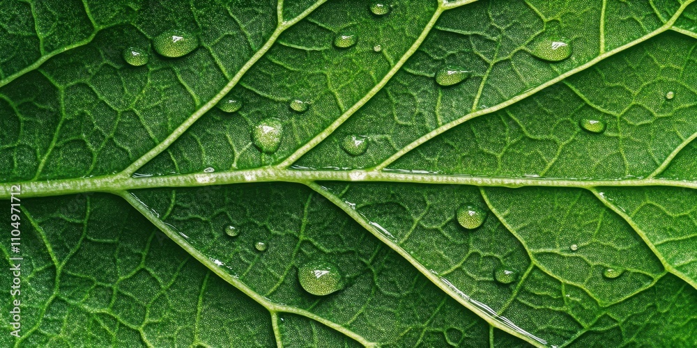 Fototapeta premium Water accumulating on the leaf Chestnut leaf A detail