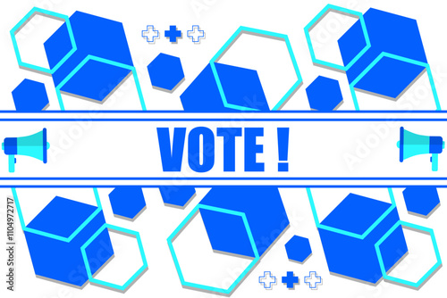 Vector banner. Megaphone with vote speech bubble. Loudspeaker. Banner for business, marketing. Banner design vector illustration.