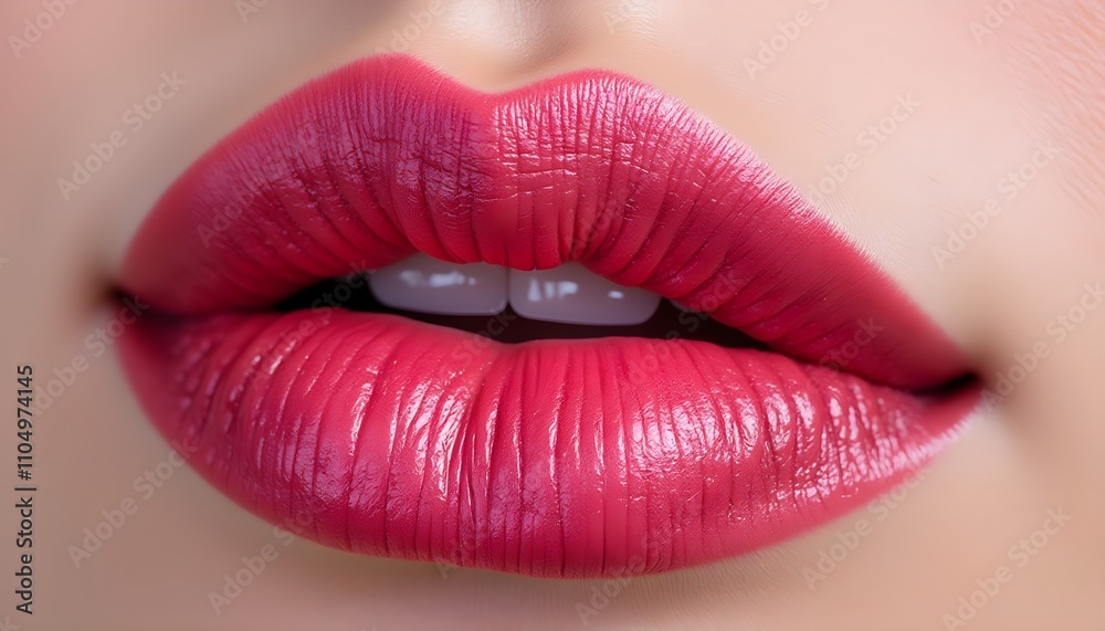 Obraz premium Bold Red Lipstick in a Glamorous Makeup Setting