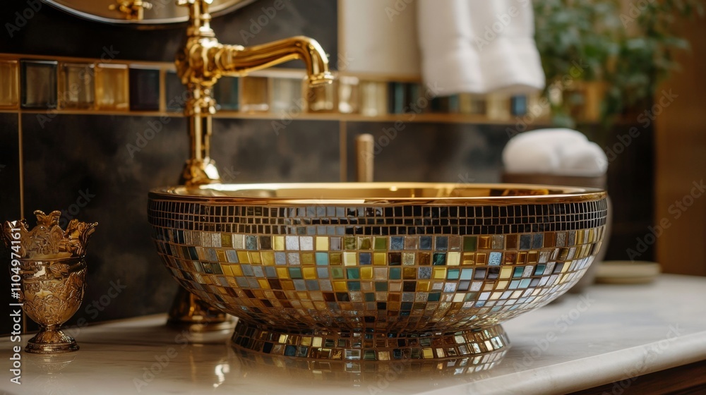 Luxury Gold Mosaic Bathroom Sink Luxury Gold Mosaic Bathroom Sink