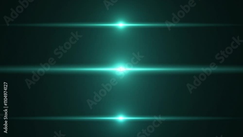 Wallpaper Mural Cyan color three shiny flickering optical flair light rays modern design Loop-able black background Torontodigital.ca