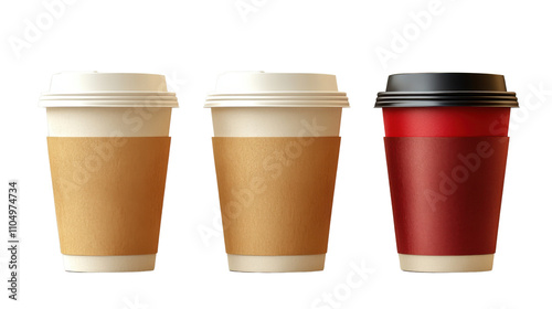 Wallpaper Mural three cups of coffee isolated on white background Torontodigital.ca