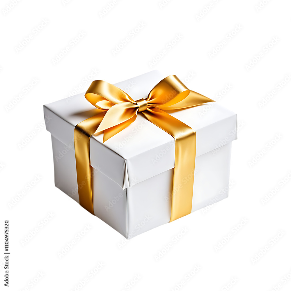 White Gift Box with Gold Bow White Gift Box with Gold Bow