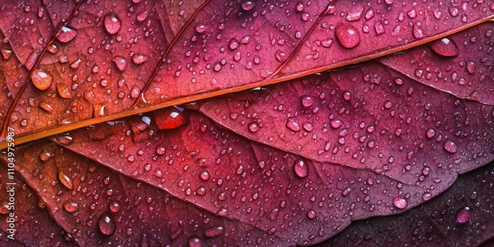 Fototapeta premium water droplets Shiny leaf A detailed macro shot