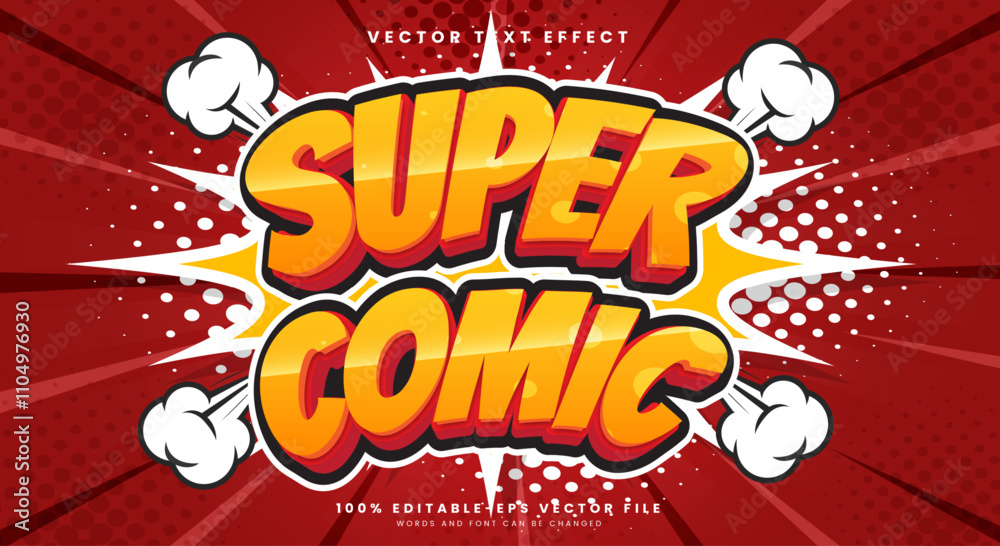 Super Comic Cartoon style 3d editable text effect Template