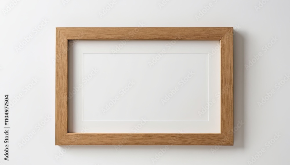 Empty wooden picture frame hanging on a plain wall, ready for a photo or artwork.
Empty wooden picture frame hanging on a plain wall, ready for a photo or artwork.