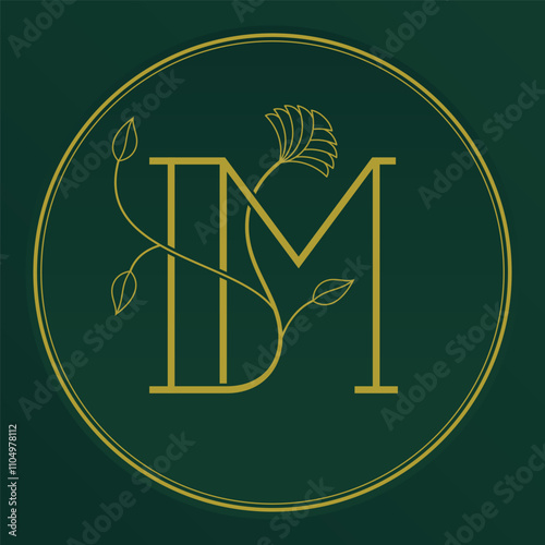 Letter M Logo with Ornamental Plants