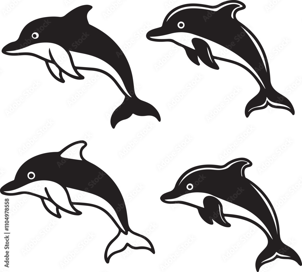 Naklejka premium set of dolphins vector