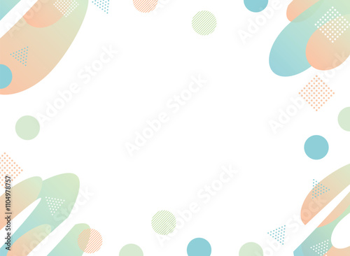 雫　幾何学　青色　グラデーション背景　パターン　フレーム