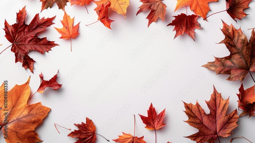 Concept of Thanksgiving with Flat Lay of Fall Leaves on White Background Concept of Thanksgiving with Flat Lay of Fall Leaves on White Background