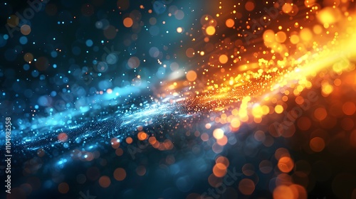 Wallpaper Mural Abstract background with blue and orange glowing particles. Torontodigital.ca