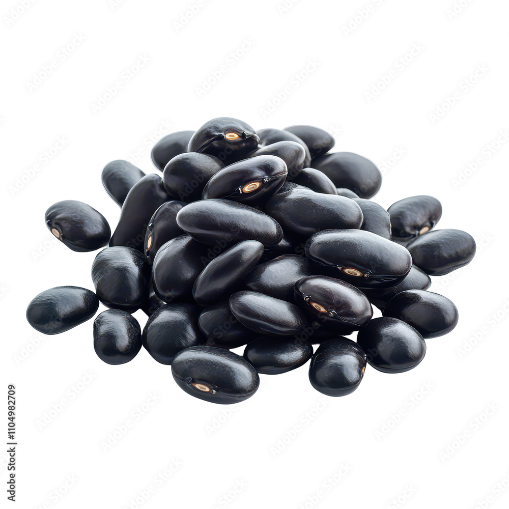 Fresh black beans piled on a transparent background showcasing their smooth texture and rich color, Black beans isolated on transparent background Fresh black beans piled on a transparent background showcasing their smooth texture and rich color, Black beans isolated on transparent background