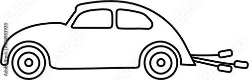 Car Line Art Icon for Wedding Timeline Event Timeline in PNG with Transparent Background