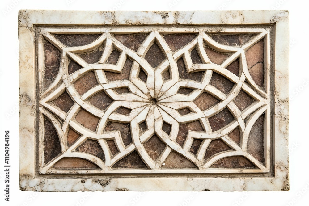Ornate stone panel, geometric floral design. Ornate stone panel, geometric floral design.