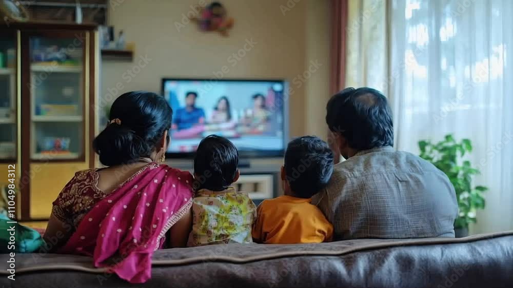 Family sitting at home watching tv television Family sitting at home watching tv television