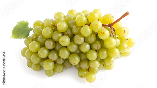 Bunch of green grapes isolated on white background.