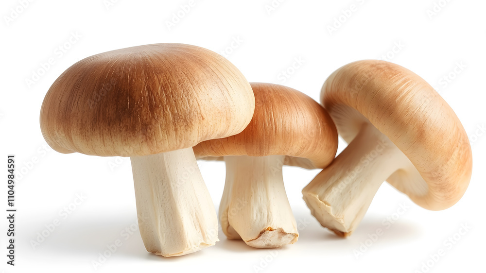 white mushroom, isolated on white background, close up