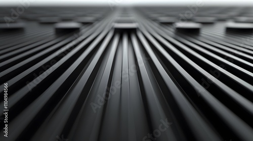 Abstract black lines converging to vanishing point.