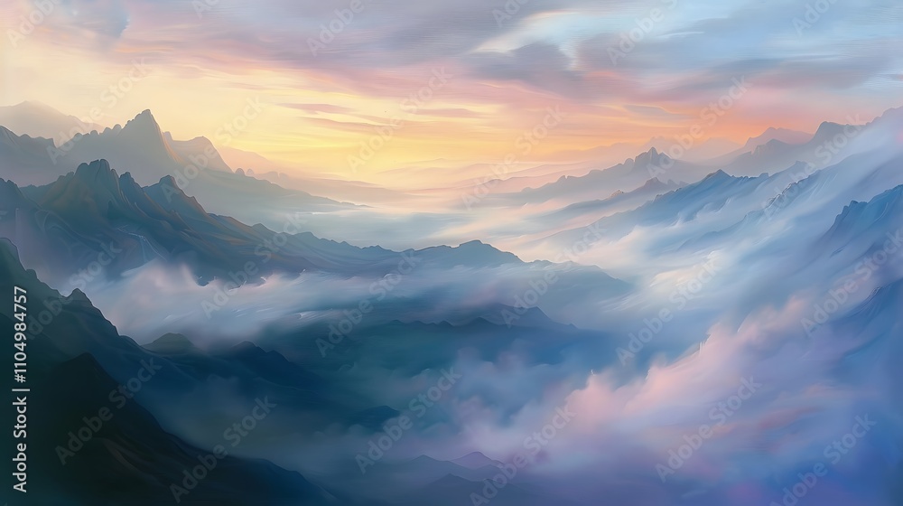 Serene Mountain Ranges Basking In Sunset Glow Serene Mountain Ranges Basking In Sunset Glow