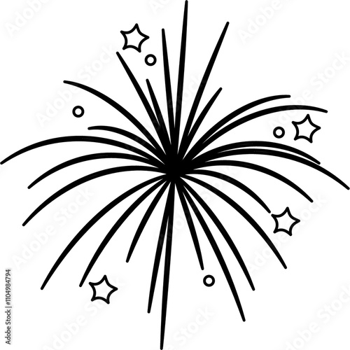 Fireworks Line Art Icon for Wedding Timeline Event Timeline in PNG with Transparent Background