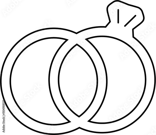 Wedding rings line art icon for wedding timeline event in PNG with transparent background