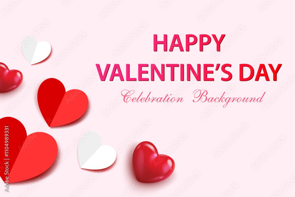 happy valentine's day celebration background. glowing hearts,red and white paper cut hearts decorative valentine's greeting card and invitation vector illustration. happy valentine's day celebration background. glowing hearts,red and white paper cut hearts decorative valentine's greeting card and invitation vector illustration.