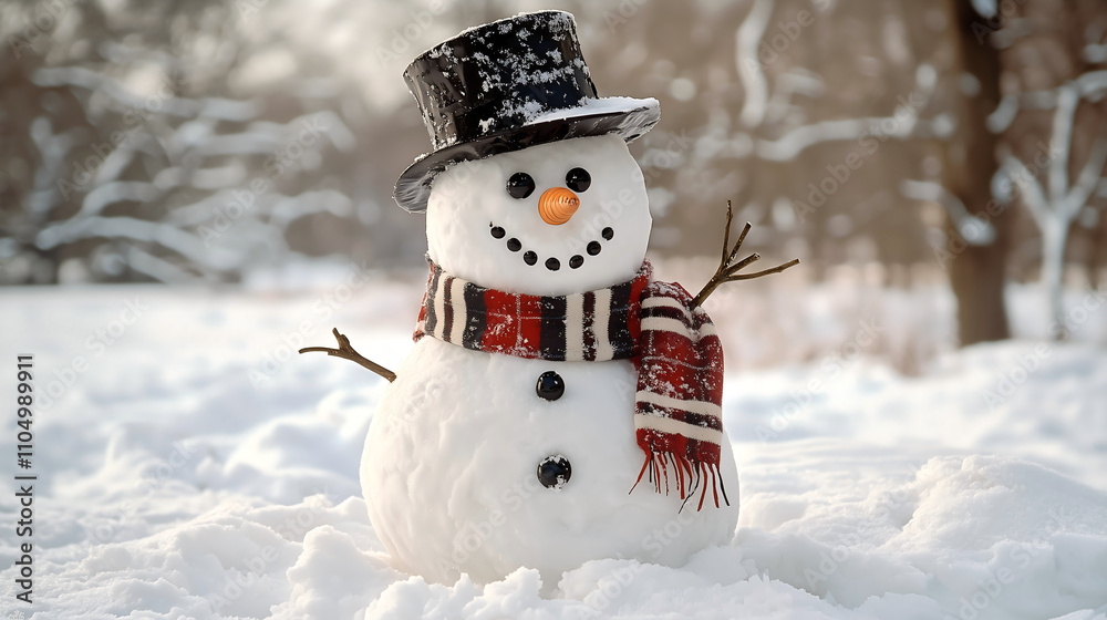 Fototapeta premium snowman on the snow
