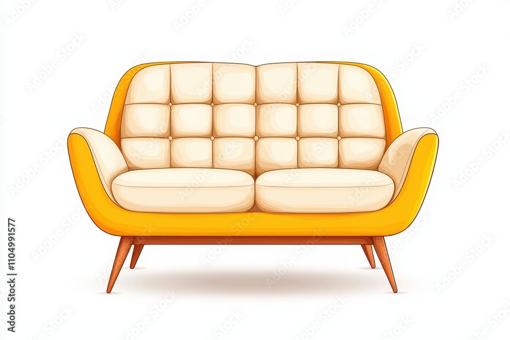 Fototapeta premium Cozy Two-Seater Sofa with Overstuffed Cushions