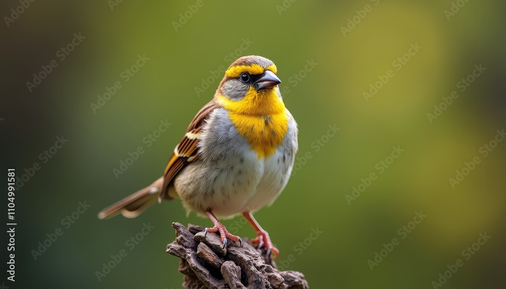 Fototapeta premium Yellow and gray bird perched on twigs