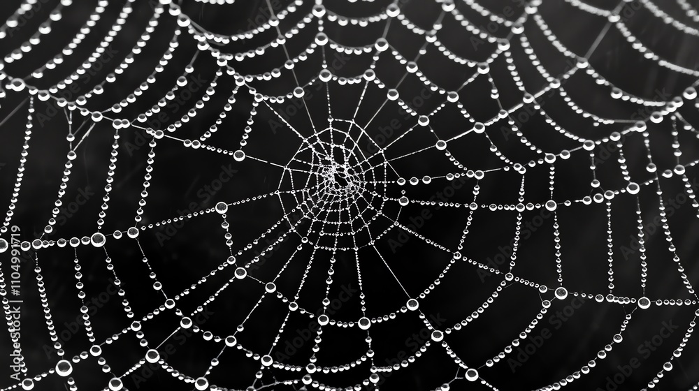 Fototapeta premium A spider web covered in water droplets.