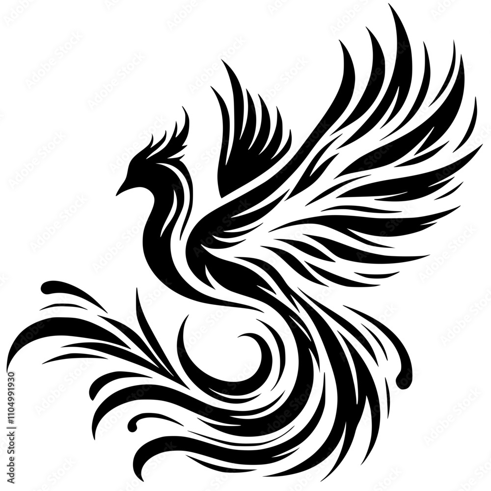 Obraz premium Abstract fire bird silhouette