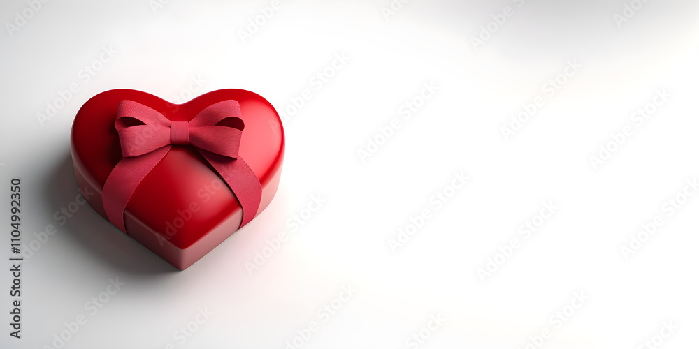 Red heart shaped box with a bow. Red heart shaped gift box with red ribbon on white background, Valentine's day gift concept, top view, copy save Red heart shaped box with a bow. Red heart shaped gift box with red ribbon on white background, Valentine's day gift concept, top view, copy save