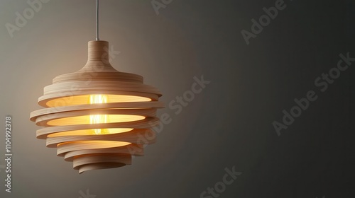 Unique wooden lampshade design crafted from thin veneer layers, elegance in craftsmanship photo