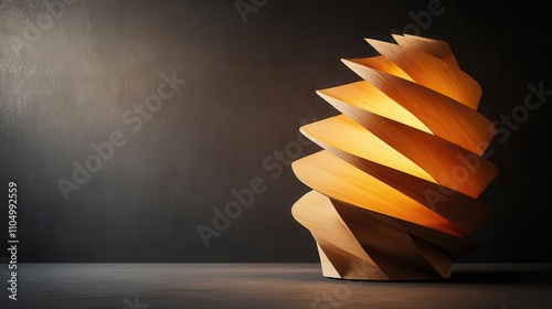 Unique wooden lampshade design crafted from thin veneer layers, elegance in craftsmanship photo