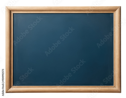 Empty chalkboard with wooden frame, isolated on white background.