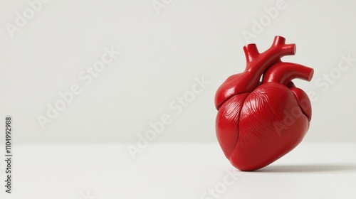 Red Anatomical Heart Model on White Background