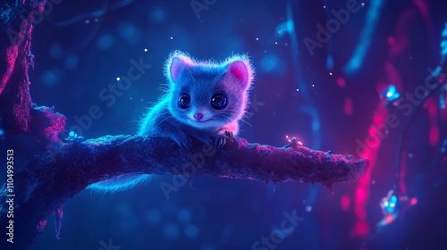 A creepy and cute sugar glider. Underground fungal kingdom, spectacular scene, apocalyptic and decadent, no man's land, deserted, dark, ominous, dark fantasy atmosphere, Japanese realistic anime style