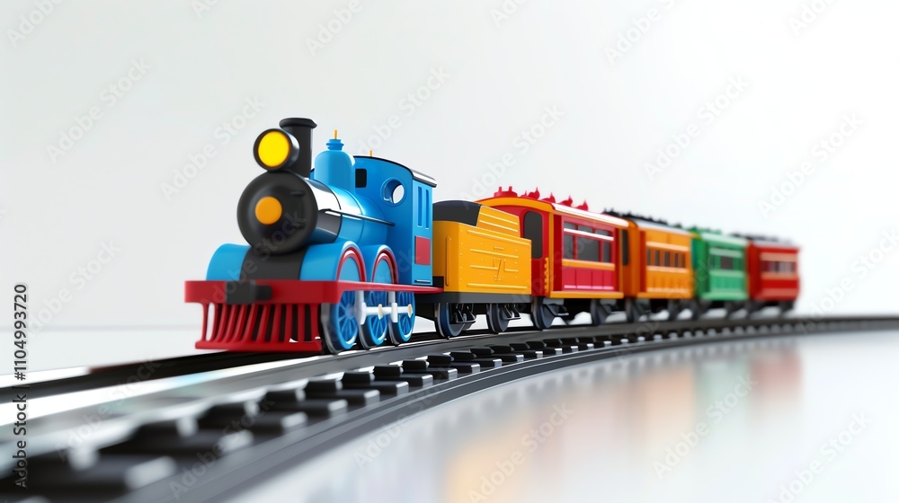 A toy train on a track.