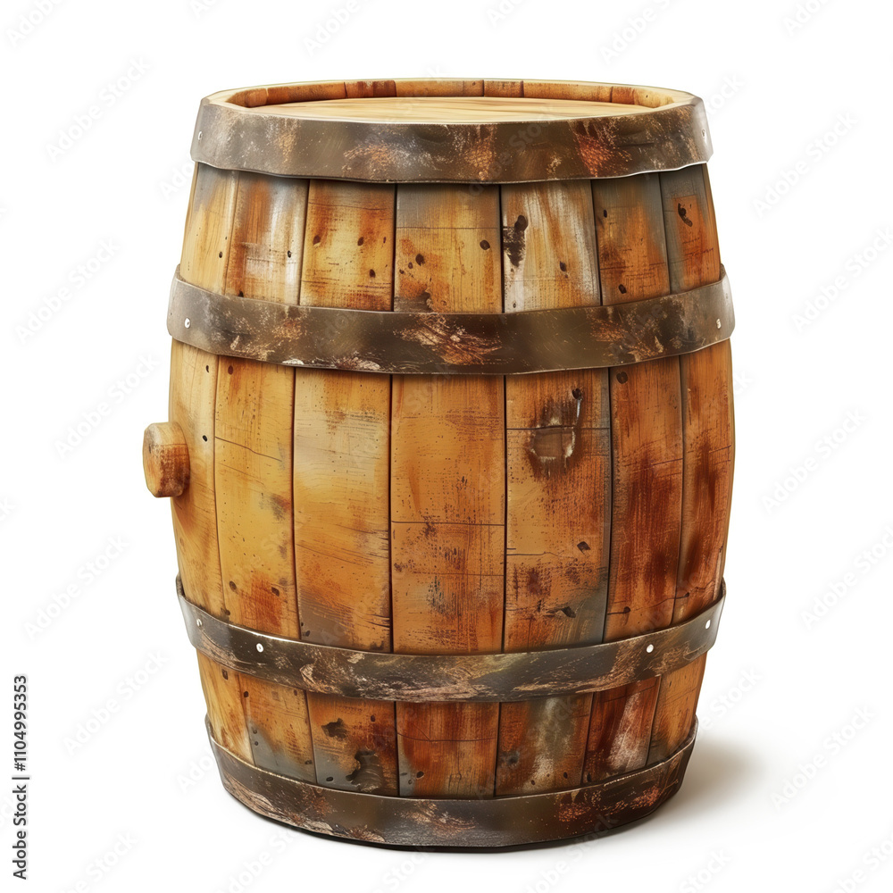 Obraz premium Aged Wooden Barrel: Rustic Charm and Vintage Appeal