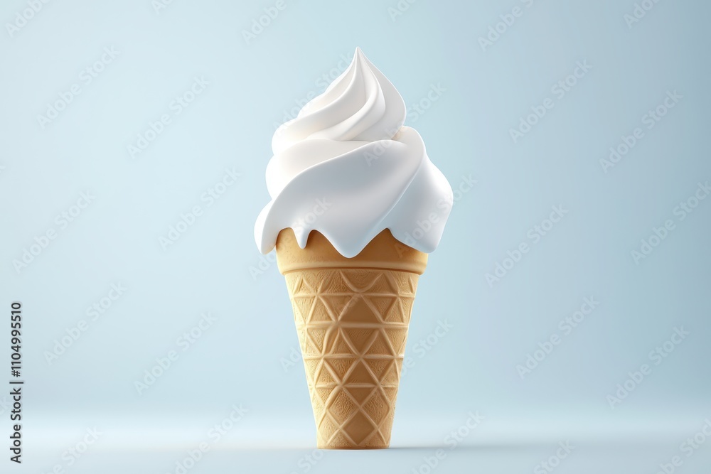 Ice Cream Cone With Swirled White Dessert Topping Ice Cream Cone With Swirled White Dessert Topping