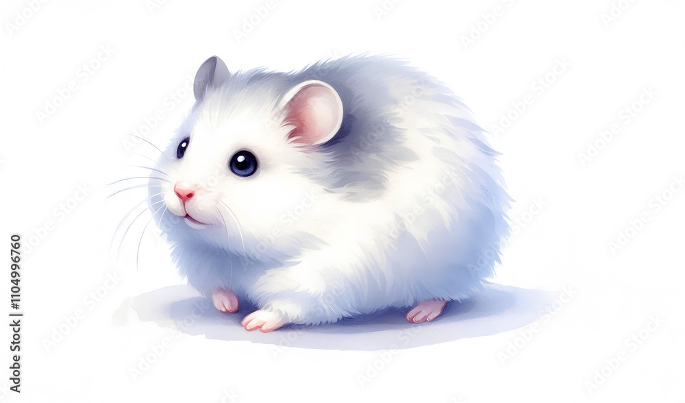 Watercolor white dwarf breed on white background. Watercolor white dwarf breed on white background.