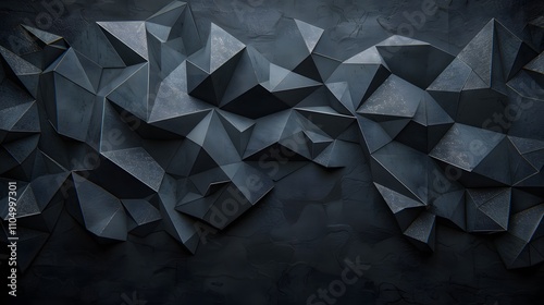 Abstract dark gray low-poly geometric background.