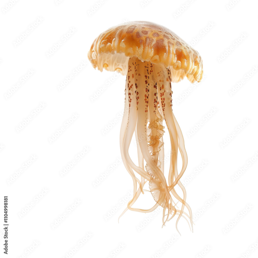 Close-up of a Brown Spotted Jellyfish in the Ocean Close-up of a Brown Spotted Jellyfish in the Ocean