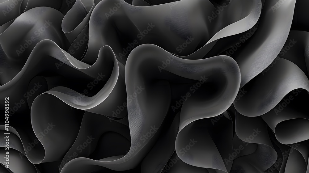 Obraz premium Abstract dark gray wavy fabric texture background.