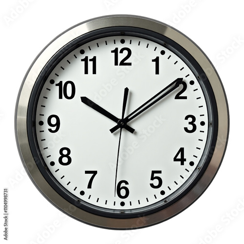 Modern Wall Clock Time Management Office Decor Home Clock Silver Frame White Dial Black Hands