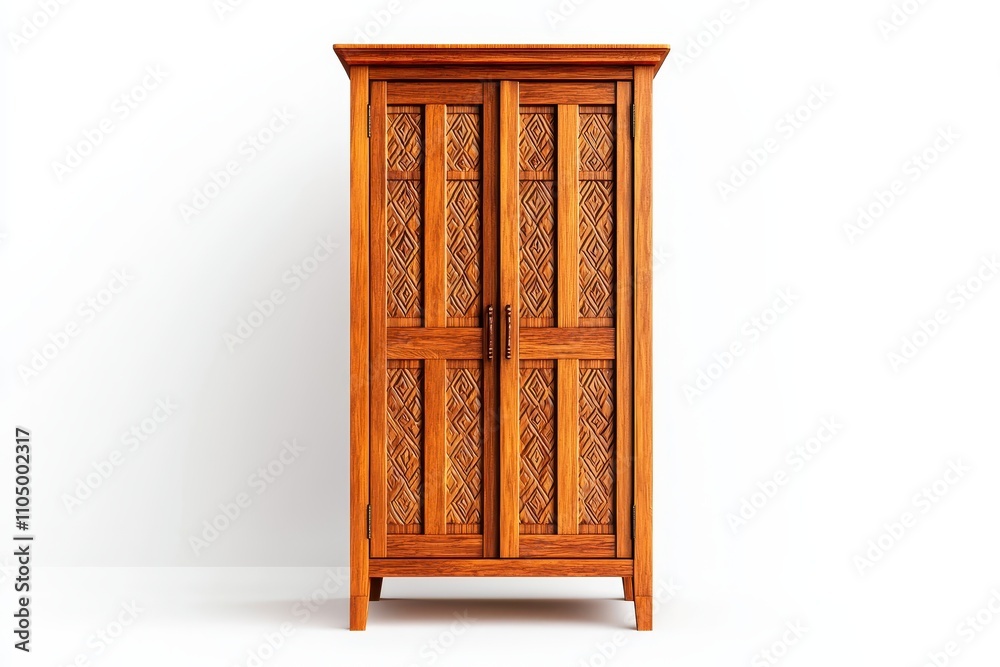 Elegant Tall Wooden Wardrobe with Intricate Carvings Elegant Tall Wooden Wardrobe with Intricate Carvings