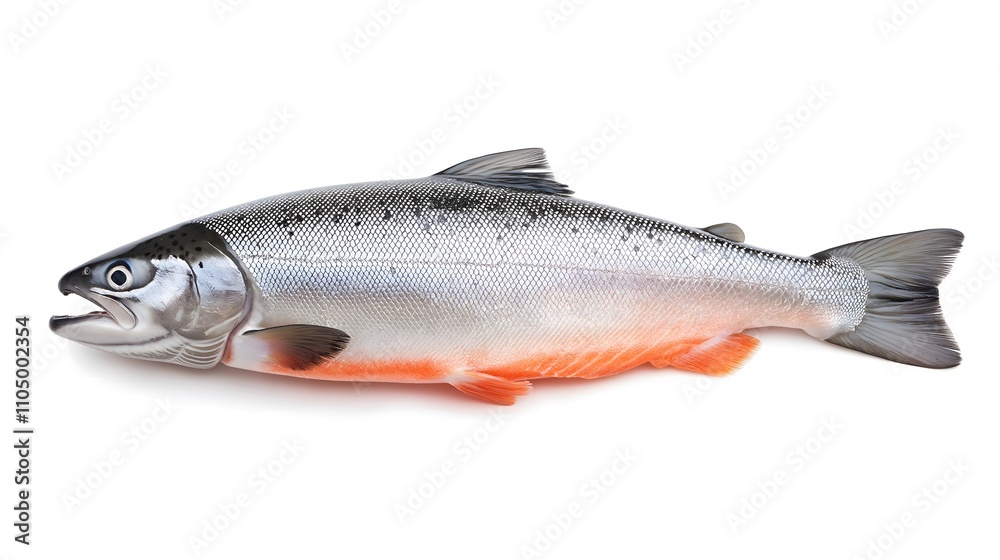 Naklejka premium Fresh, whole salmon fish on white background.