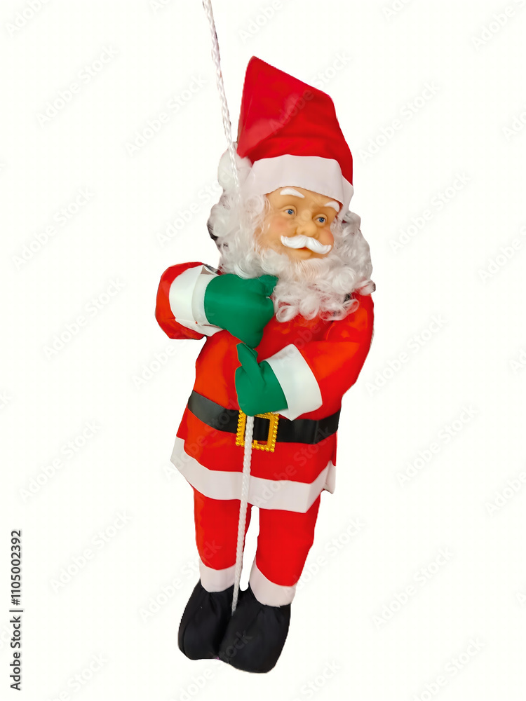 Santa Claus descends on the rope Santa Claus descends on the rope